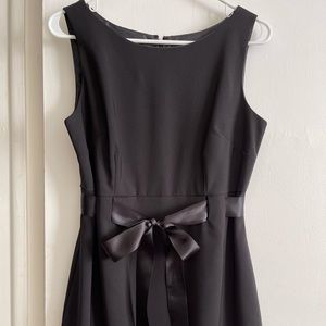 Sangria Sleeveless Ribbon Belted Black Dress